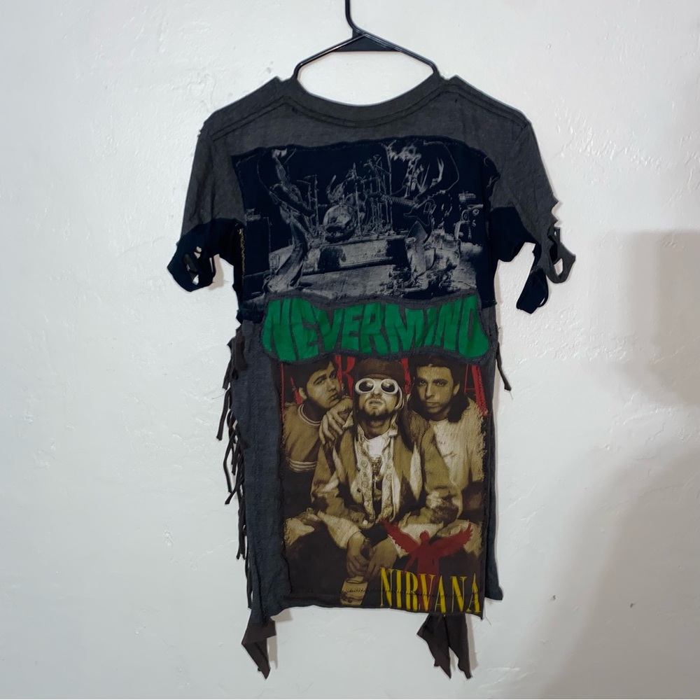 Handmade by Me Upcycled Nirvana Patchwork Band Tee T Shirt Quilted recycled